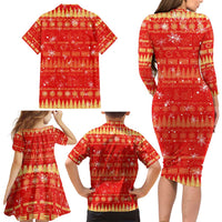 Merry Christmas Hawaii Family Matching Long Sleeve Bodycon Dress and Hawaiian Shirt Xmas Travel Map DT02 - Polynesian Pride