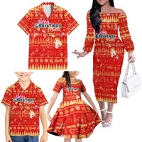 Merry Christmas Hawaii Family Matching Off The Shoulder Long Sleeve Dress and Hawaiian Shirt Xmas Travel Map DT02 - Polynesian Pride