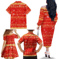 Merry Christmas Hawaii Family Matching Off The Shoulder Long Sleeve Dress and Hawaiian Shirt Xmas Travel Map DT02 - Polynesian Pride