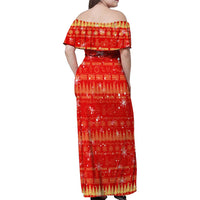 Merry Christmas Hawaii Family Matching Off Shoulder Maxi Dress and Hawaiian Shirt Xmas Travel Map DT02 - Polynesian Pride
