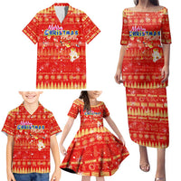Merry Christmas Hawaii Family Matching Puletasi and Hawaiian Shirt Xmas Travel Map - Polynesian Pride