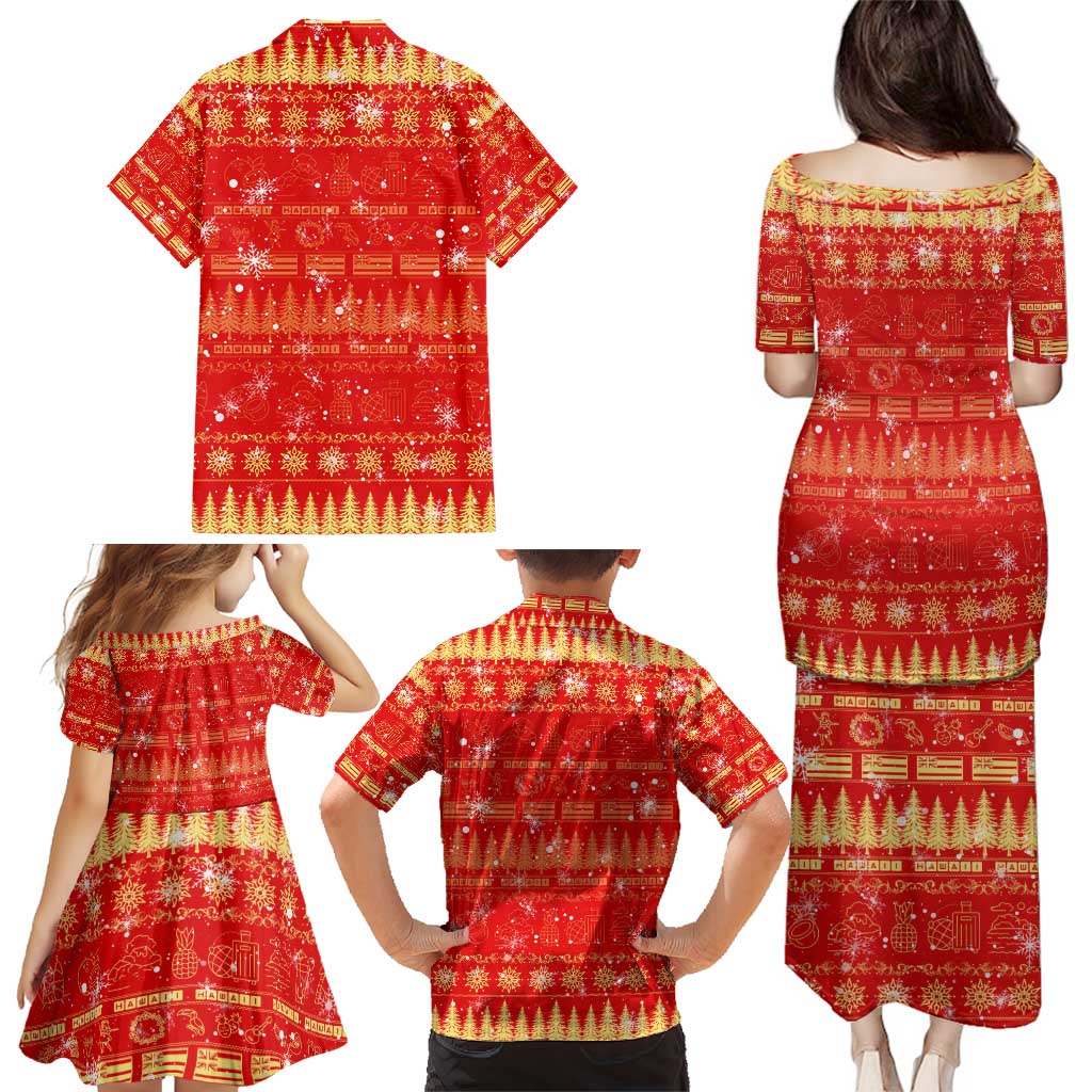 Merry Christmas Hawaii Family Matching Puletasi and Hawaiian Shirt Xmas Travel Map - Polynesian Pride