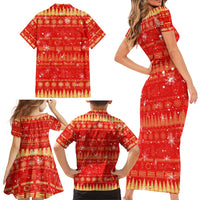 Merry Christmas Hawaii Family Matching Short Sleeve Bodycon Dress and Hawaiian Shirt Xmas Travel Map DT02 - Polynesian Pride