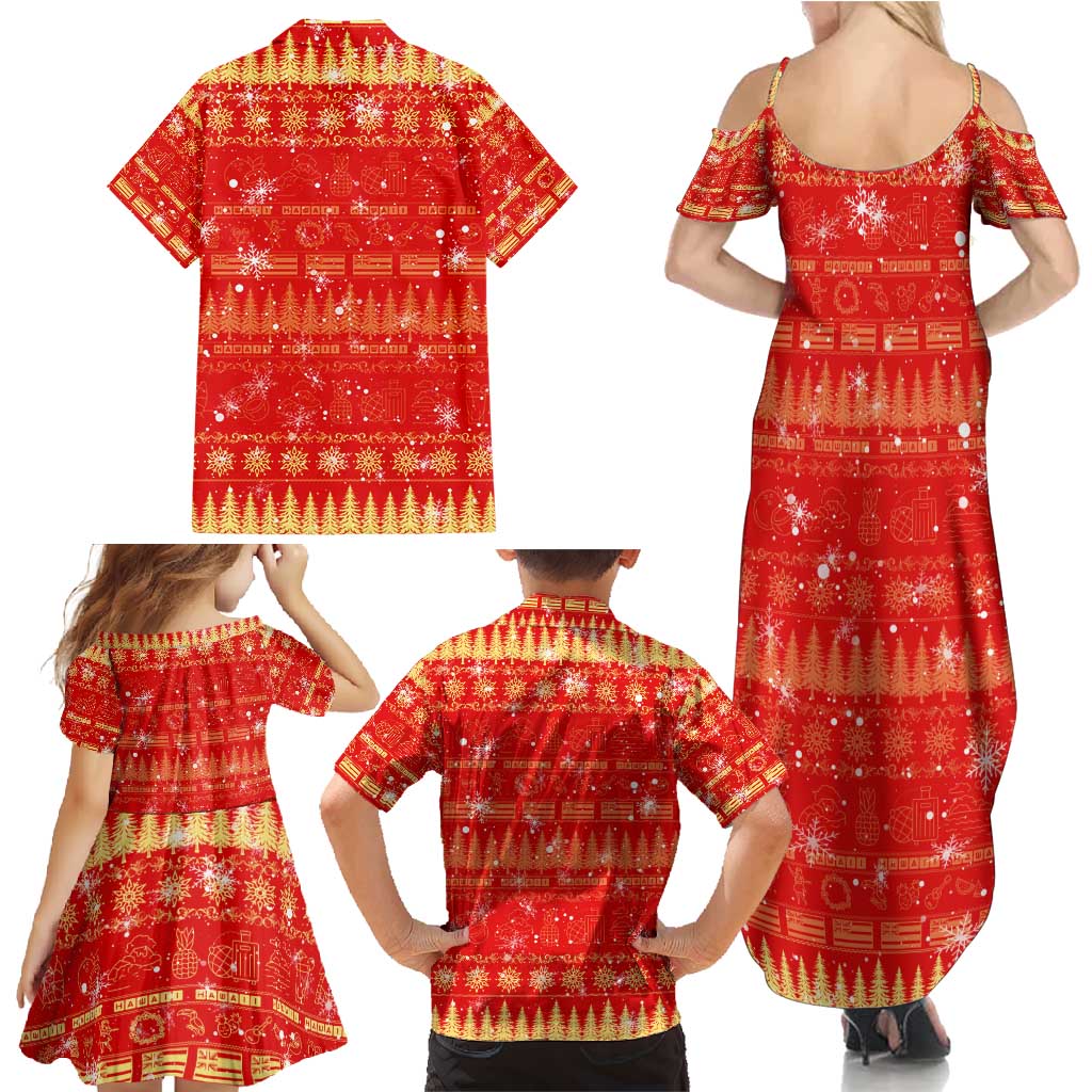 Merry Christmas Hawaii Family Matching Summer Maxi Dress and Hawaiian Shirt Xmas Travel Map DT02 - Polynesian Pride