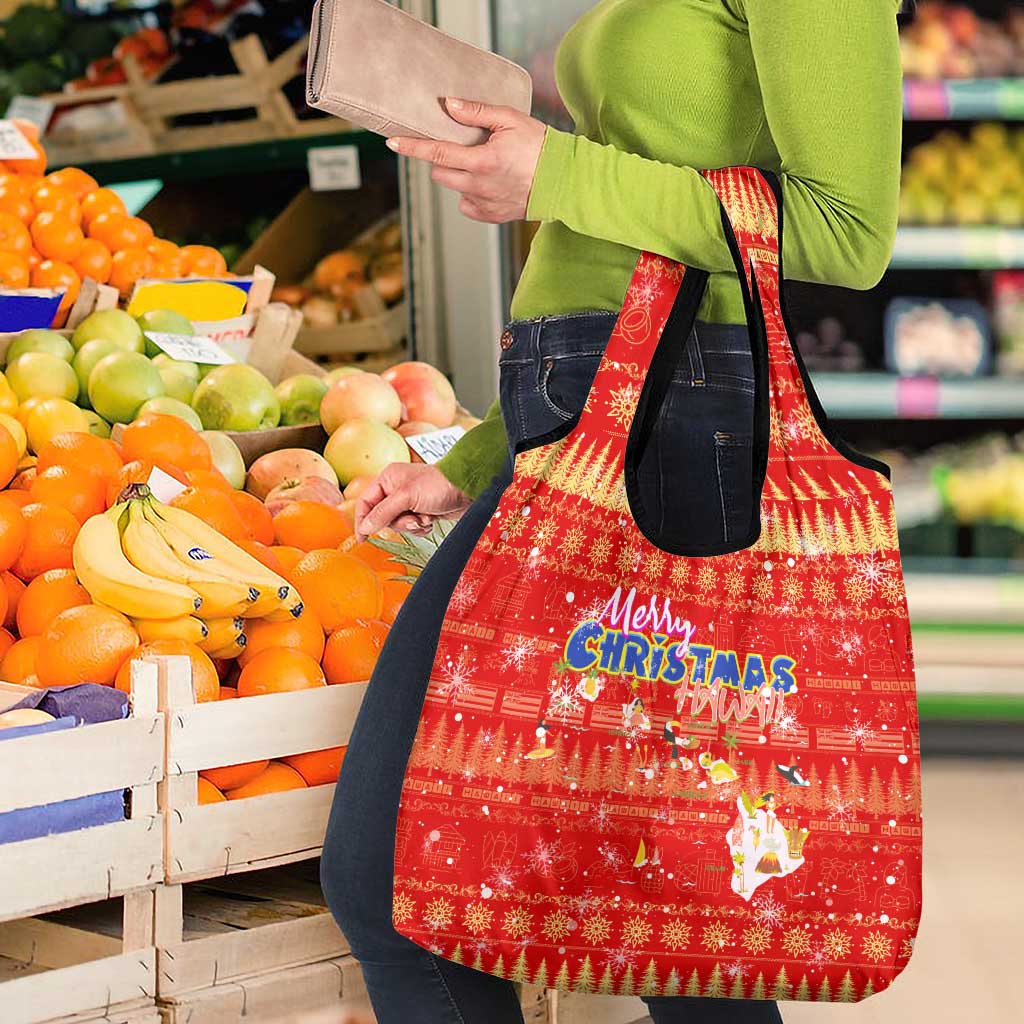 Merry Christmas Hawaii Grocery Bag Xmas Travel Map - Polynesian Pride