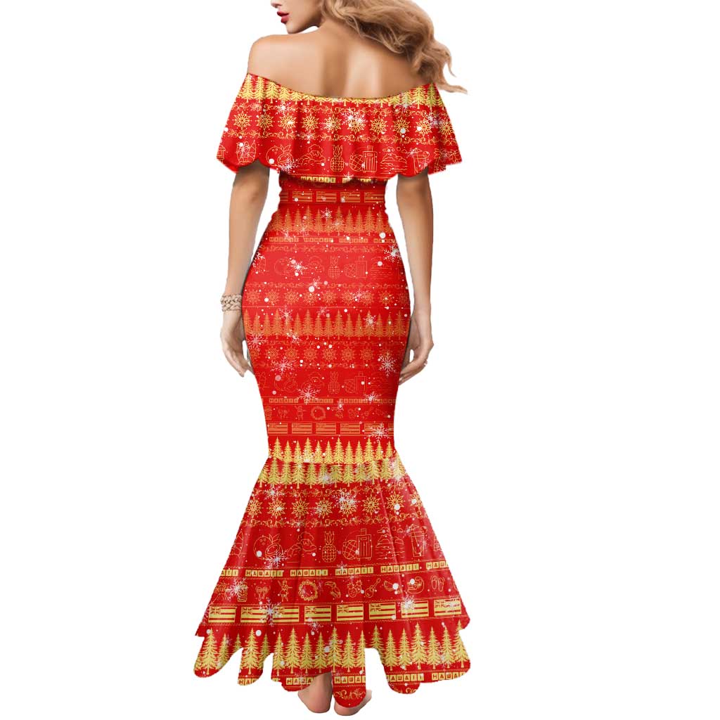 Merry Christmas Hawaii Mermaid Dress Xmas Travel Map - Polynesian Pride