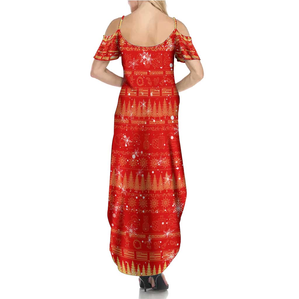 Merry Christmas Hawaii Summer Maxi Dress Xmas Travel Map - Polynesian Pride