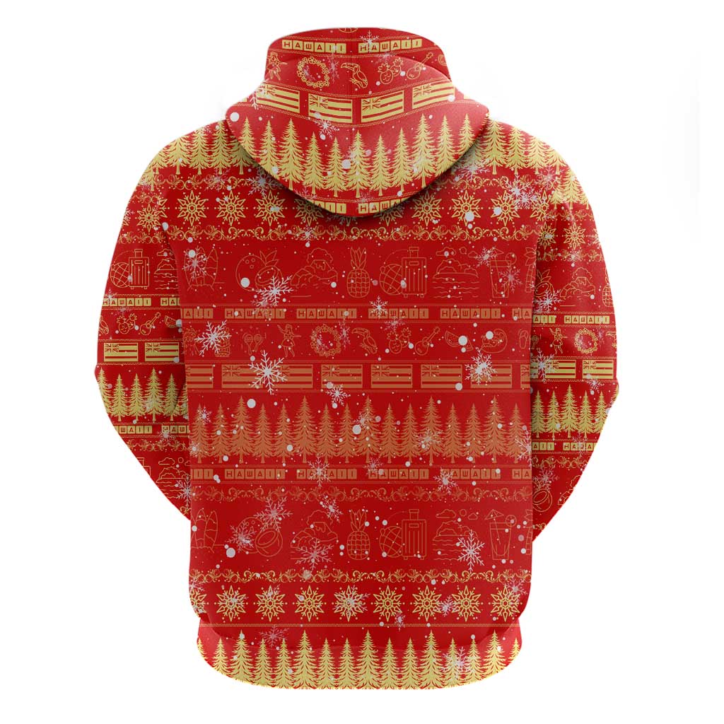 Merry Christmas Hawaii Zip Hoodie Xmas Travel Map - Polynesian Pride