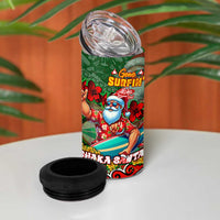 Mele Kalikimaka Shaka Santa 4 in 1 Can Cooler Tumbler Hawaiian Surf Christmas Design with Aloha Spirit DT02 - Polynesian Pride