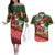 Mele Kalikimaka Shaka Santa Couples Matching Off The Shoulder Long Sleeve Dress and Hawaiian Shirt Hawaiian Surf Christmas Design with Aloha Spirit - Polynesian Pride