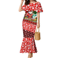 Mele Kalikimaka Shaka Santa Family Matching Mermaid Dress and Hawaiian Shirt Hawaiian Surf Christmas Design with Aloha Spirit DT02 Mom's Dress Green - Polynesian Pride