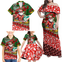 Mele Kalikimaka Shaka Santa Family Matching Off Shoulder Maxi Dress and Hawaiian Shirt Hawaiian Surf Christmas Design with Aloha Spirit DT02 - Polynesian Pride