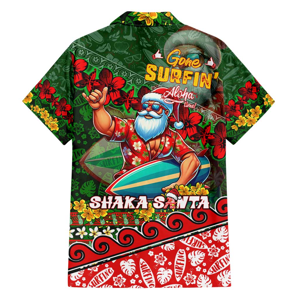 Mele Kalikimaka Shaka Santa Family Matching Off Shoulder Maxi Dress and Hawaiian Shirt Hawaiian Surf Christmas Design with Aloha Spirit DT02 - Polynesian Pride