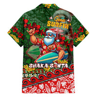 Mele Kalikimaka Shaka Santa Family Matching Off Shoulder Maxi Dress and Hawaiian Shirt Hawaiian Surf Christmas Design with Aloha Spirit DT02 - Polynesian Pride