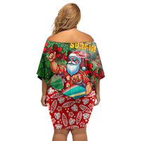 Mele Kalikimaka Shaka Santa Family Matching Off Shoulder Short Dress and Hawaiian Shirt Hawaiian Surf Christmas Design with Aloha Spirit DT02 - Polynesian Pride