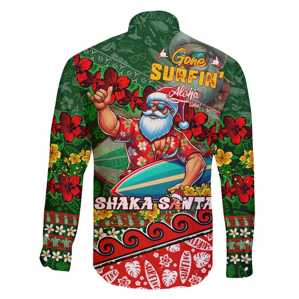 Mele Kalikimaka Shaka Santa Family Matching Puletasi and Hawaiian Shirt Hawaiian Surf Christmas Design with Aloha Spirit DT02 - Polynesian Pride