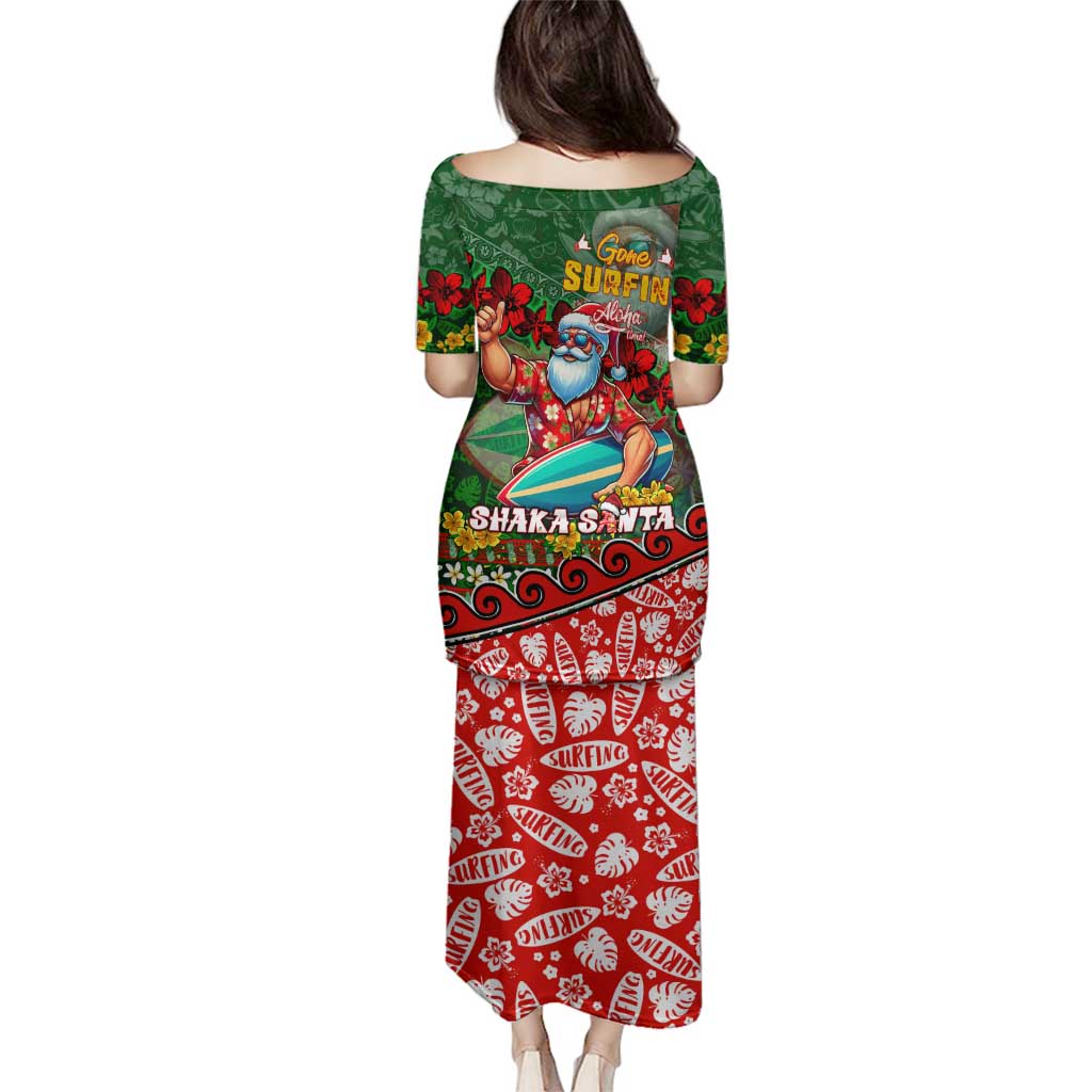 Mele Kalikimaka Shaka Santa Family Matching Puletasi and Hawaiian Shirt Hawaiian Surf Christmas Design with Aloha Spirit DT02 - Polynesian Pride