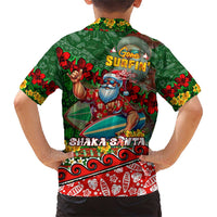 Mele Kalikimaka Shaka Santa Family Matching Short Sleeve Bodycon Dress and Hawaiian Shirt Hawaiian Surf Christmas Design with Aloha Spirit DT02 - Polynesian Pride