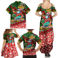 Mele Kalikimaka Shaka Santa Family Matching Summer Maxi Dress and Hawaiian Shirt Hawaiian Surf Christmas Design with Aloha Spirit DT02 - Polynesian Pride