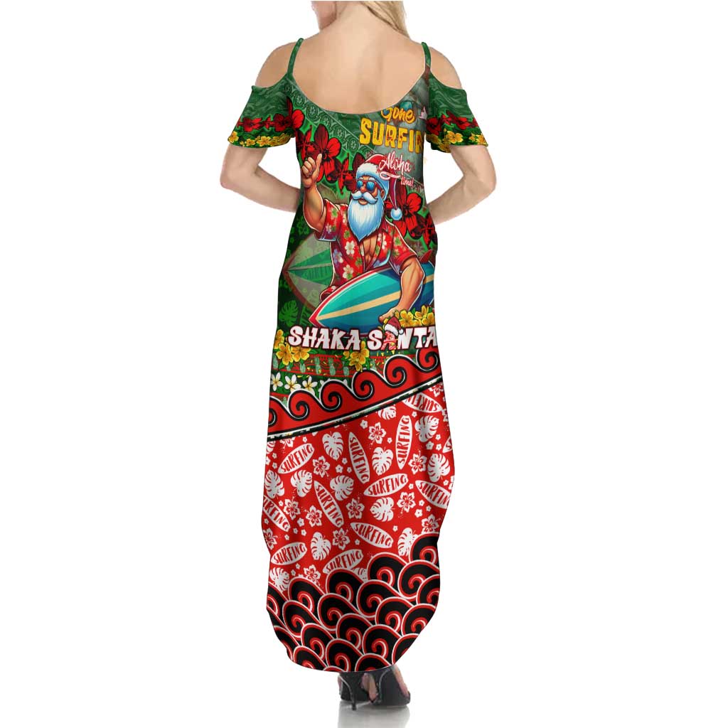 Mele Kalikimaka Shaka Santa Family Matching Summer Maxi Dress and Hawaiian Shirt Hawaiian Surf Christmas Design with Aloha Spirit DT02 - Polynesian Pride