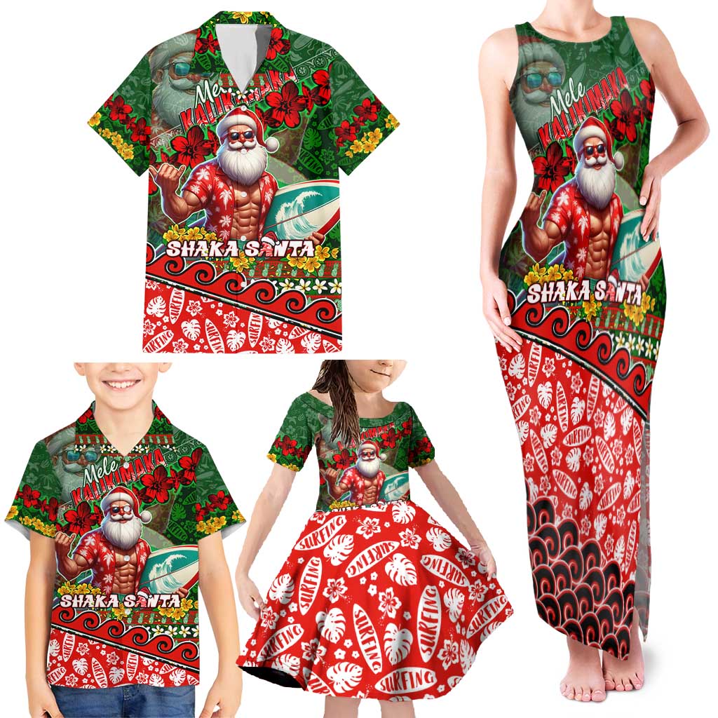 Mele Kalikimaka Shaka Santa Family Matching Tank Maxi Dress and Hawaiian Shirt Hawaiian Surf Christmas Design with Aloha Spirit DT02 - Polynesian Pride