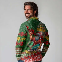 Mele Kalikimaka Shaka Santa Long Sleeve Polo Shirt Hawaiian Surf Christmas Design with Aloha Spirit DT02 - Polynesian Pride