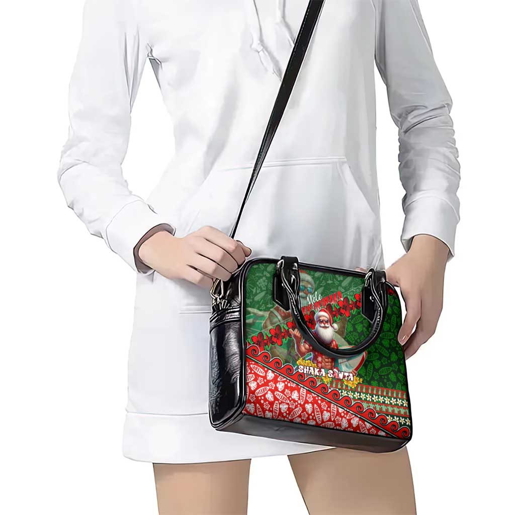 Mele Kalikimaka Shaka Santa Shoulder Handbag Hawaiian Surf Christmas Design with Aloha Spirit - Polynesian Pride