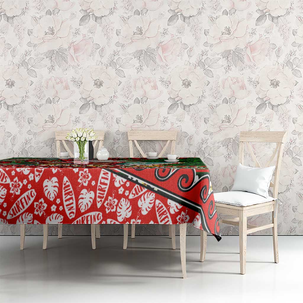 Mele Kalikimaka Shaka Santa Tablecloth Hawaiian Surf Christmas Design with Aloha Spirit - Polynesian Pride