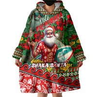 Mele Kalikimaka Shaka Santa Wearable Blanket Hoodie Hawaiian Surf Christmas Design with Aloha Spirit DT02 - Polynesian Pride