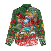 Mele Kalikimaka Shaka Santa Women Casual Shirt Hawaiian Surf Christmas Design with Aloha Spirit DT02 - Polynesian Pride