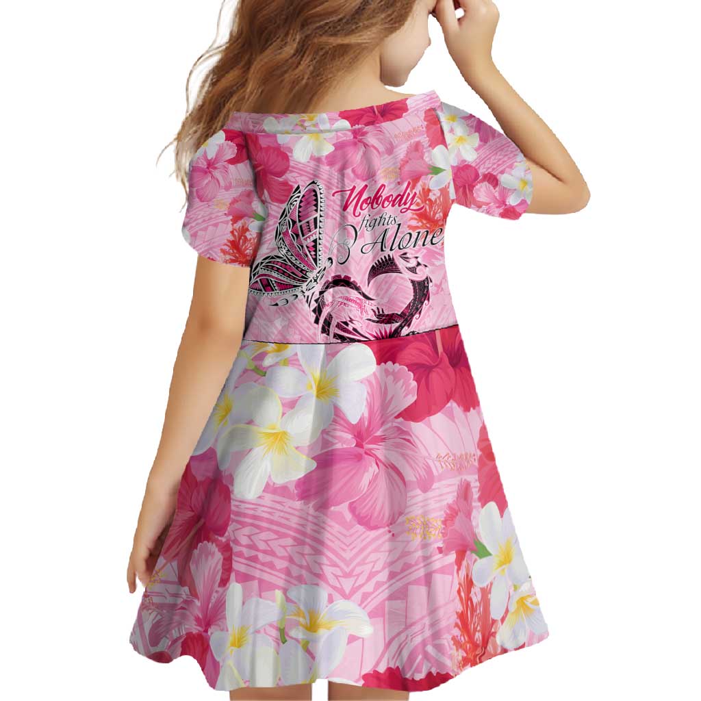 Butterfly Polynesia Breast Cancer Family Matching Off Shoulder Maxi Dress and Hawaiian Shirt Nobody Fights Alone Pink Out Tropical Hibiscus DT02 - Polynesian Pride