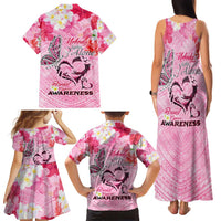 Butterfly Polynesia Breast Cancer Family Matching Tank Maxi Dress and Hawaiian Shirt Nobody Fights Alone Pink Out Tropical Hibiscus DT02 - Polynesian Pride