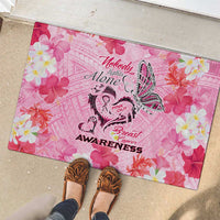 Butterfly Polynesia Breast Cancer Rubber Doormat Nobody Fights Alone Pink Out Tropical Hibiscus