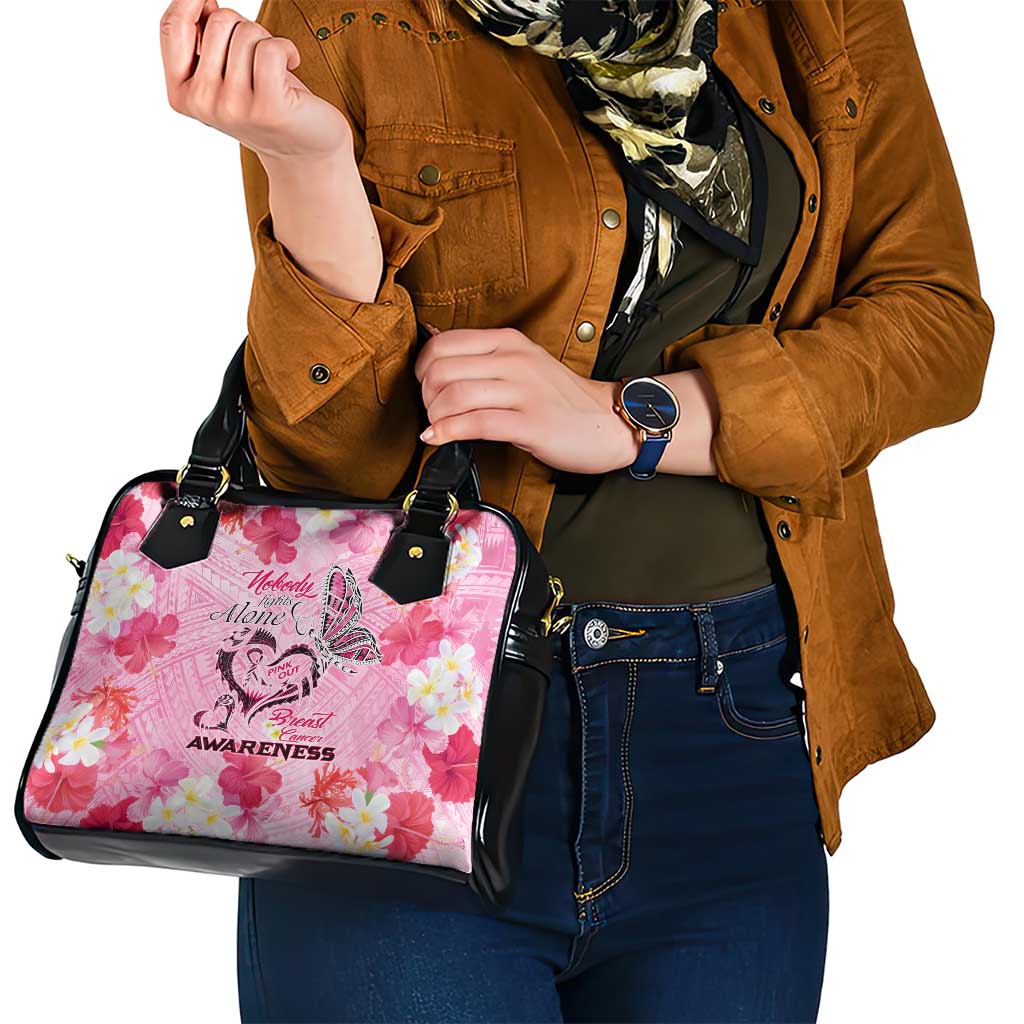 Butterfly Polynesia Breast Cancer Shoulder Handbag Nobody Fights Alone Pink Out Tropical Hibiscus