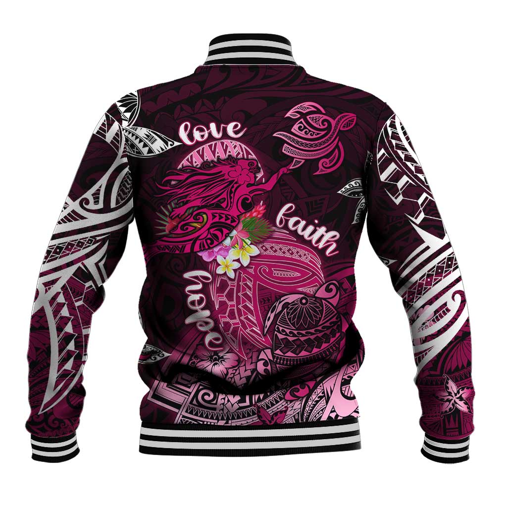 Breast Cancer Mermaid Polynesia Baseball Jacket Faith Hope Love DT02 - Polynesian Pride
