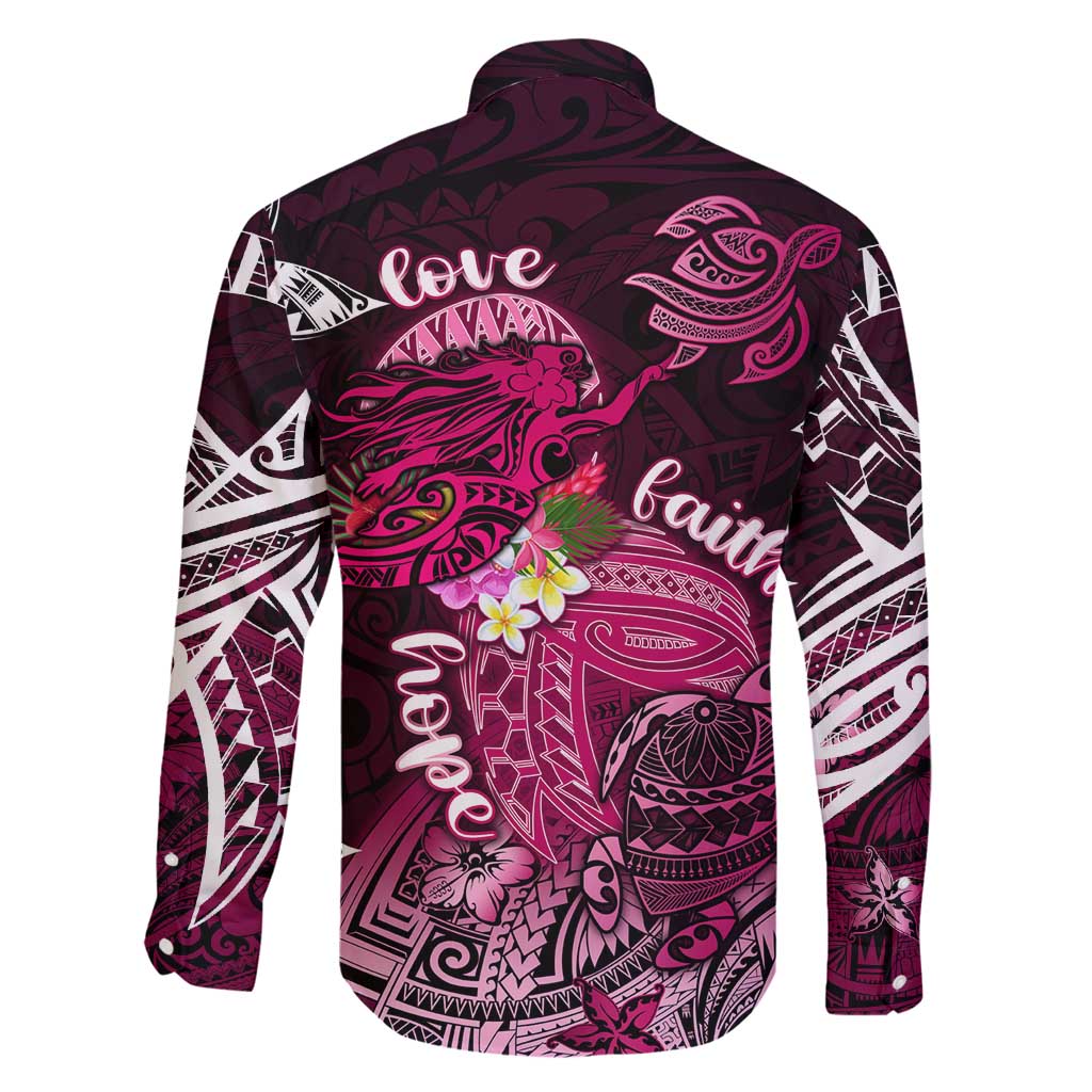 Breast Cancer Mermaid Polynesia Family Matching Mermaid Dress and Hawaiian Shirt Faith Hope Love DT02 - Polynesian Pride