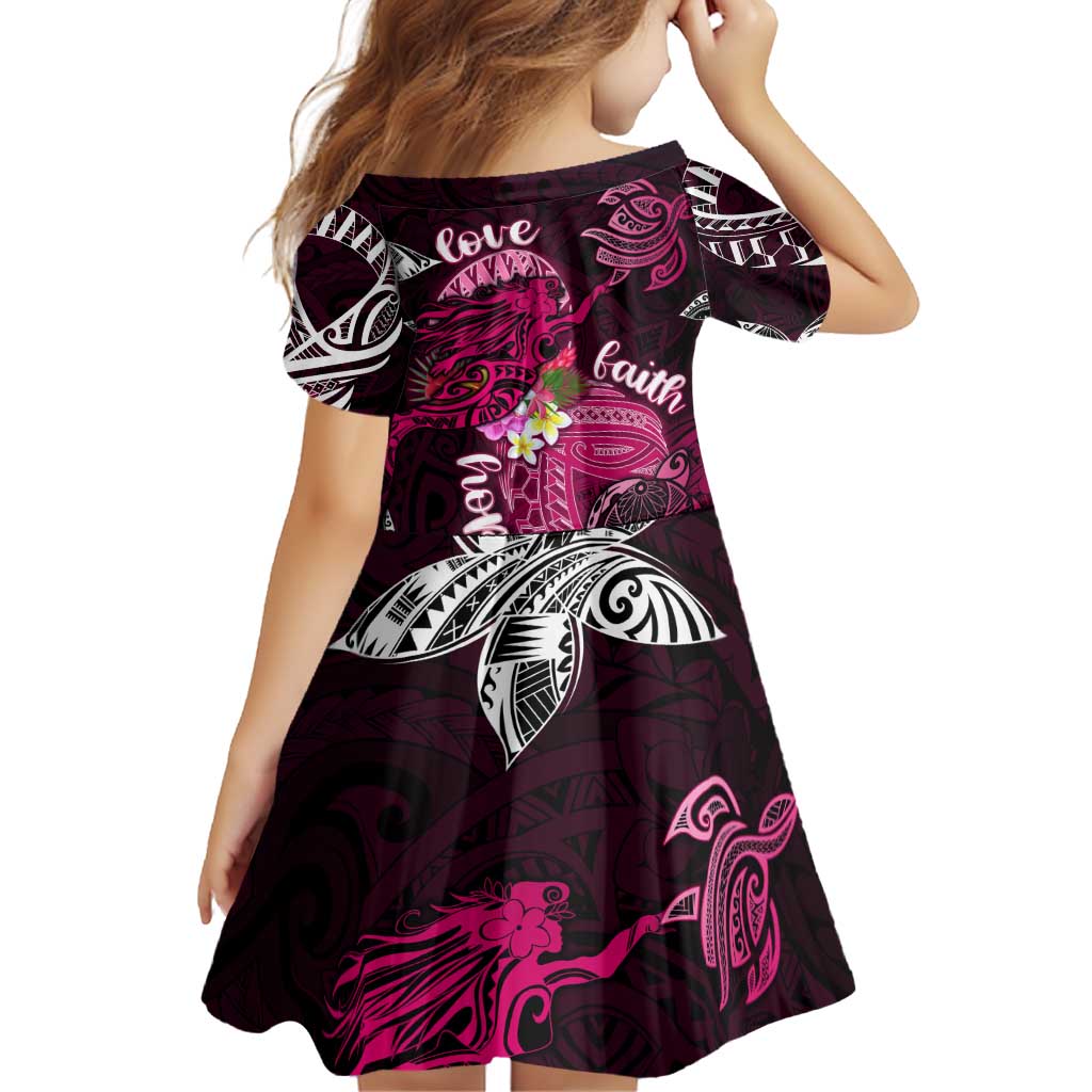 Breast Cancer Mermaid Polynesia Family Matching Off Shoulder Short Dress and Hawaiian Shirt Faith Hope Love DT02 - Polynesian Pride