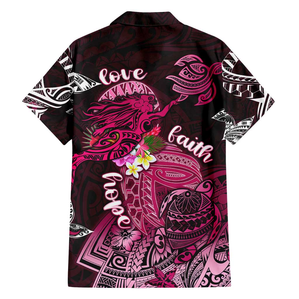 Breast Cancer Mermaid Polynesia Family Matching Off Shoulder Short Dress and Hawaiian Shirt Faith Hope Love DT02 - Polynesian Pride