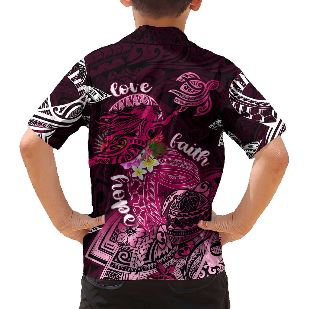 Breast Cancer Mermaid Polynesia Family Matching Puletasi and Hawaiian Shirt Faith Hope Love DT02 - Polynesian Pride