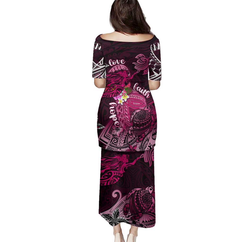 Breast Cancer Mermaid Polynesia Family Matching Puletasi and Hawaiian Shirt Faith Hope Love DT02 - Polynesian Pride