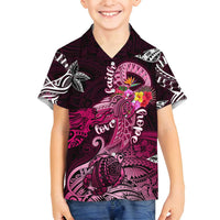 Breast Cancer Mermaid Polynesia Family Matching Puletasi and Hawaiian Shirt Faith Hope Love DT02 Son's Shirt Pink - Polynesian Pride