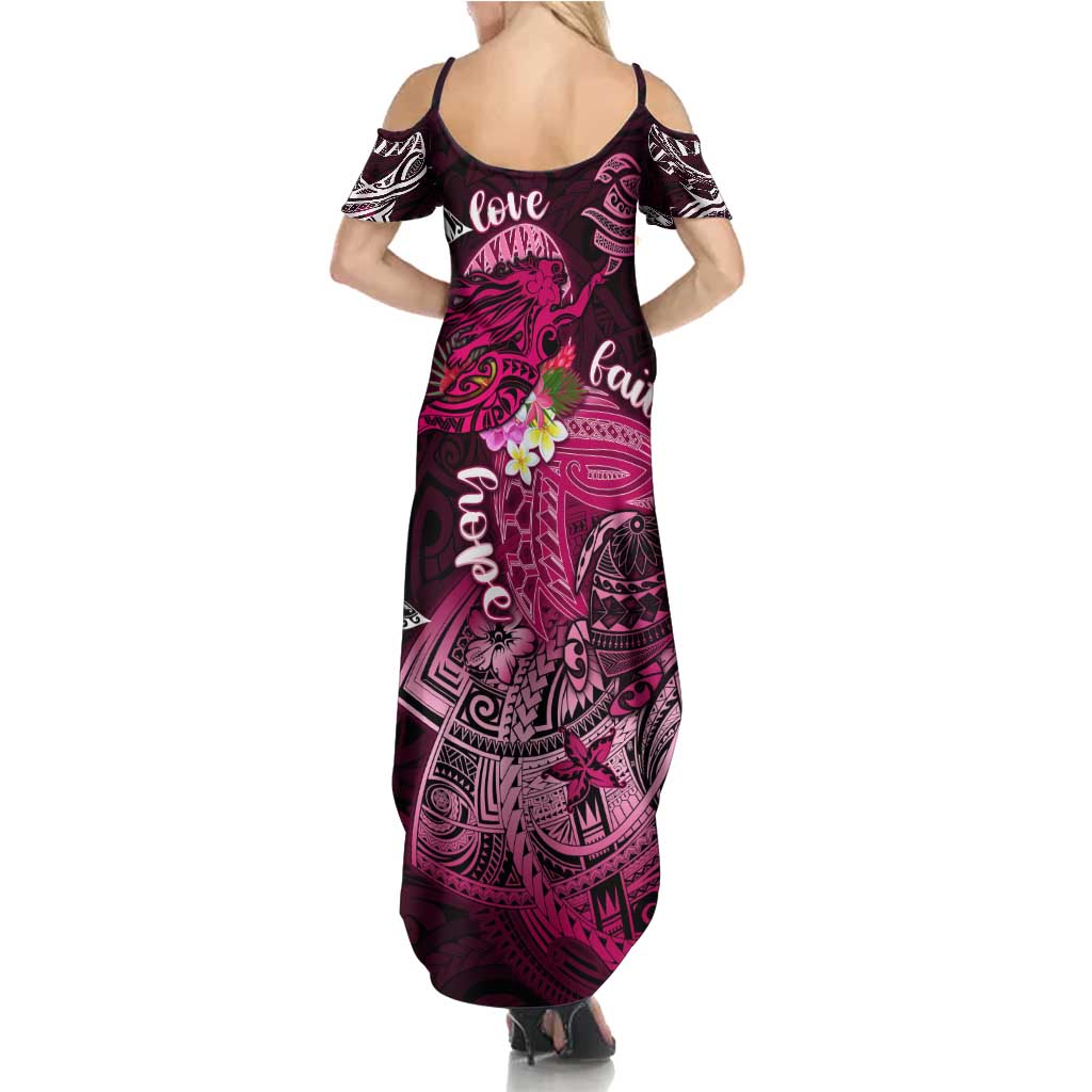 Breast Cancer Mermaid Polynesia Family Matching Summer Maxi Dress and Hawaiian Shirt Faith Hope Love DT02 - Polynesian Pride