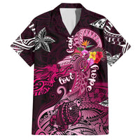 Breast Cancer Mermaid Polynesia Family Matching Tank Maxi Dress and Hawaiian Shirt Faith Hope Love DT02 Dad's Shirt - Short Sleeve Pink - Polynesian Pride