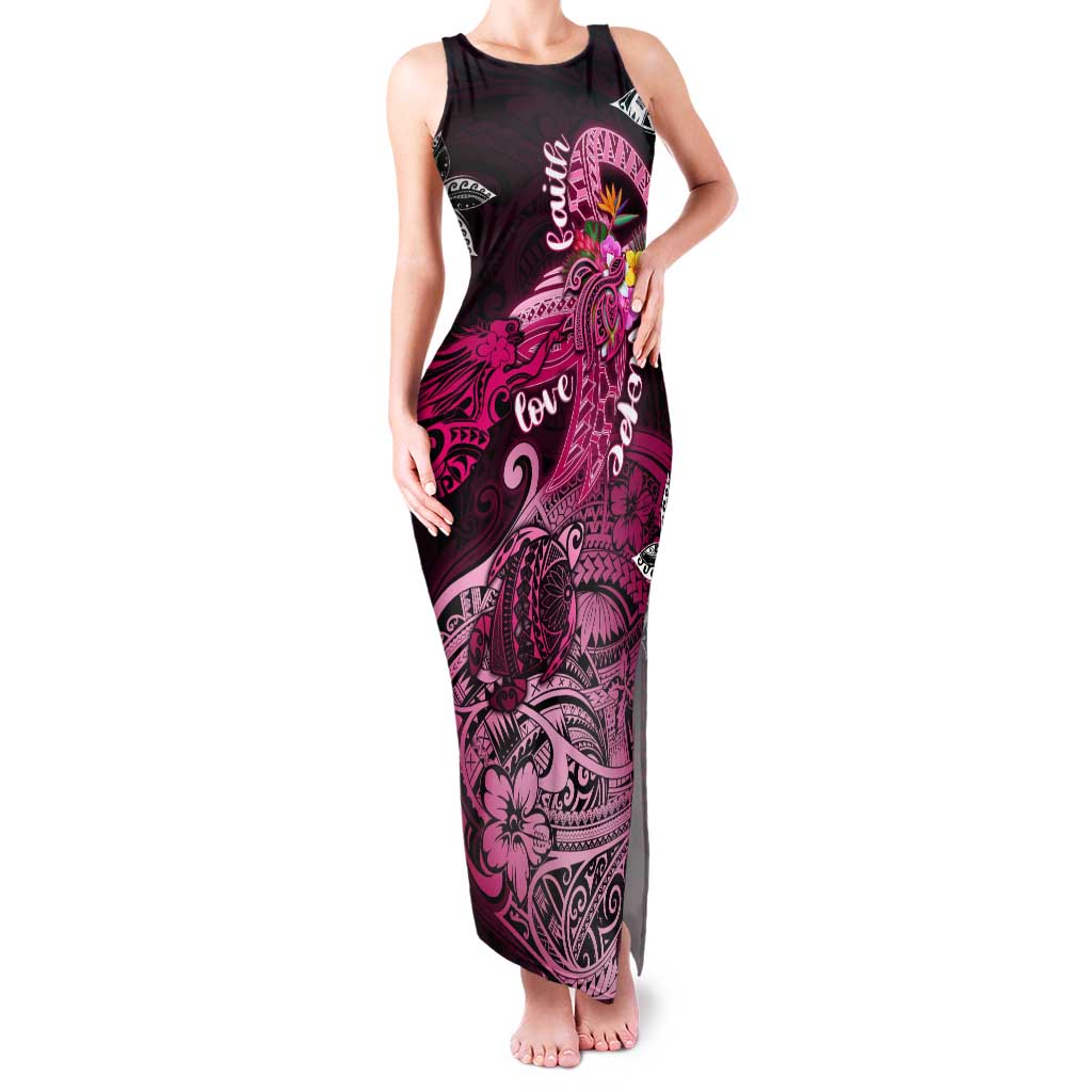 Breast Cancer Mermaid Polynesia Family Matching Tank Maxi Dress and Hawaiian Shirt Faith Hope Love DT02 Mom's Dress Pink - Polynesian Pride