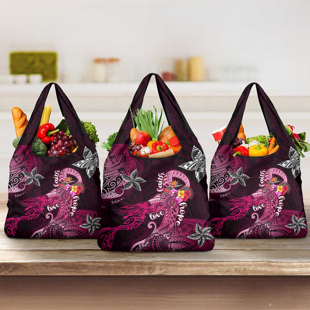 Breast Cancer Mermaid Polynesia Grocery Bag Faith Hope Love