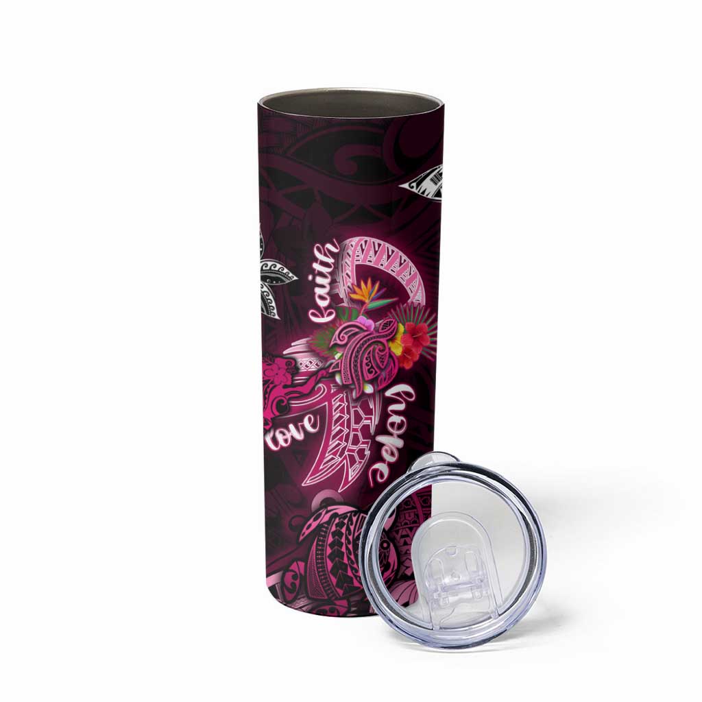 Breast Cancer Mermaid Polynesia Skinny Tumbler Faith Hope Love
