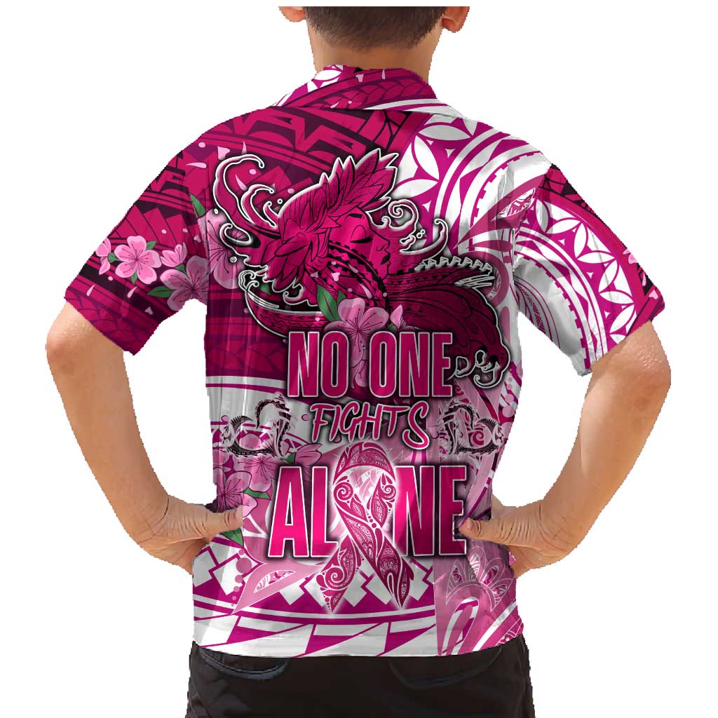Breast Cancer Awareness Hawaii Family Matching Mermaid Dress and Hawaiian Shirt Polynesia Girl Nobody Fights Alone DT02 - Polynesian Pride