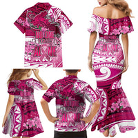 Breast Cancer Awareness Hawaii Family Matching Mermaid Dress and Hawaiian Shirt Polynesia Girl Nobody Fights Alone DT02 - Polynesian Pride
