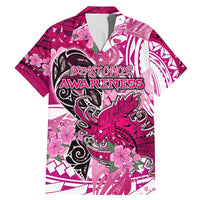 Breast Cancer Awareness Hawaii Family Matching Mermaid Dress and Hawaiian Shirt Polynesia Girl Nobody Fights Alone DT02 Dad's Shirt - Short Sleeve Pink - Polynesian Pride