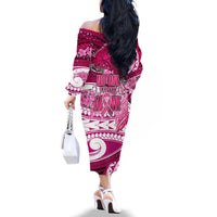 Breast Cancer Awareness Hawaii Family Matching Off The Shoulder Long Sleeve Dress and Hawaiian Shirt Polynesia Girl Nobody Fights Alone DT02 - Polynesian Pride